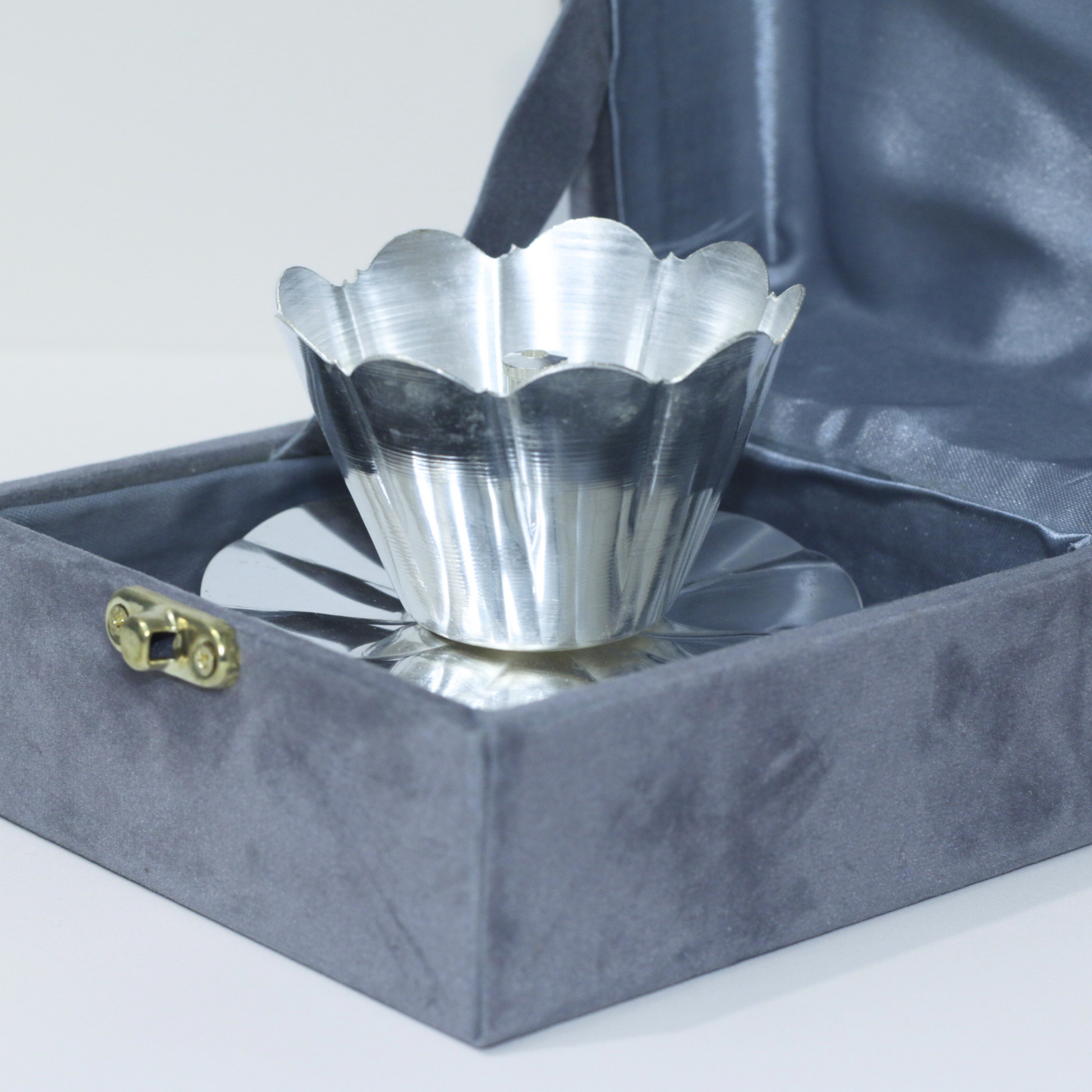 Silver Lotus Diya