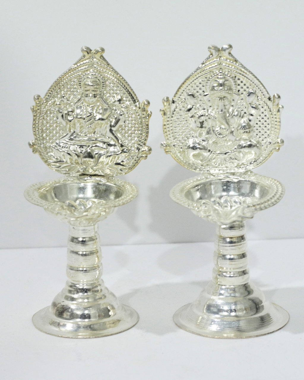 10 Piece Laxmiji & Ganeshji Silver Thali Set