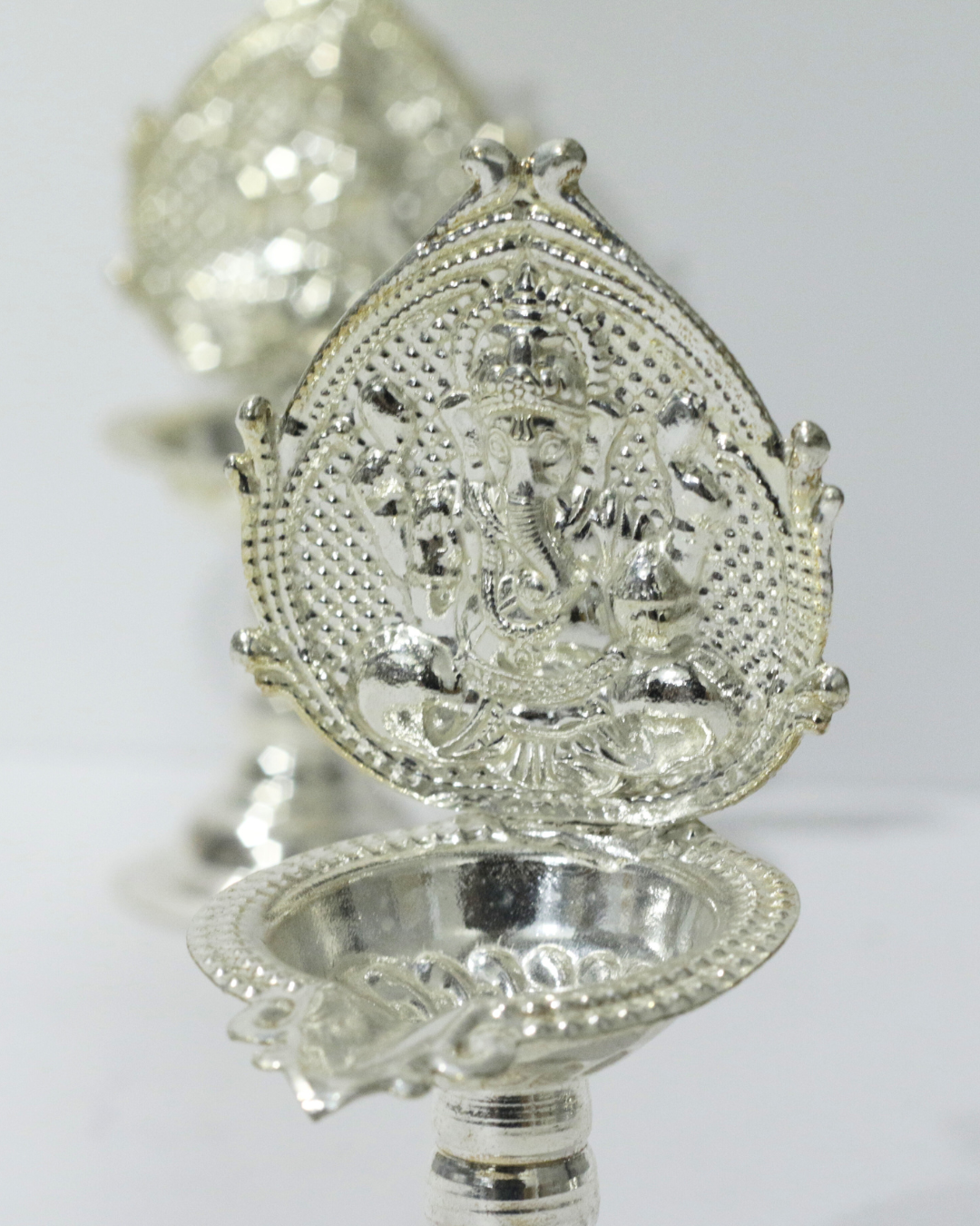 10 Piece Laxmiji & Ganeshji Silver Thali Set