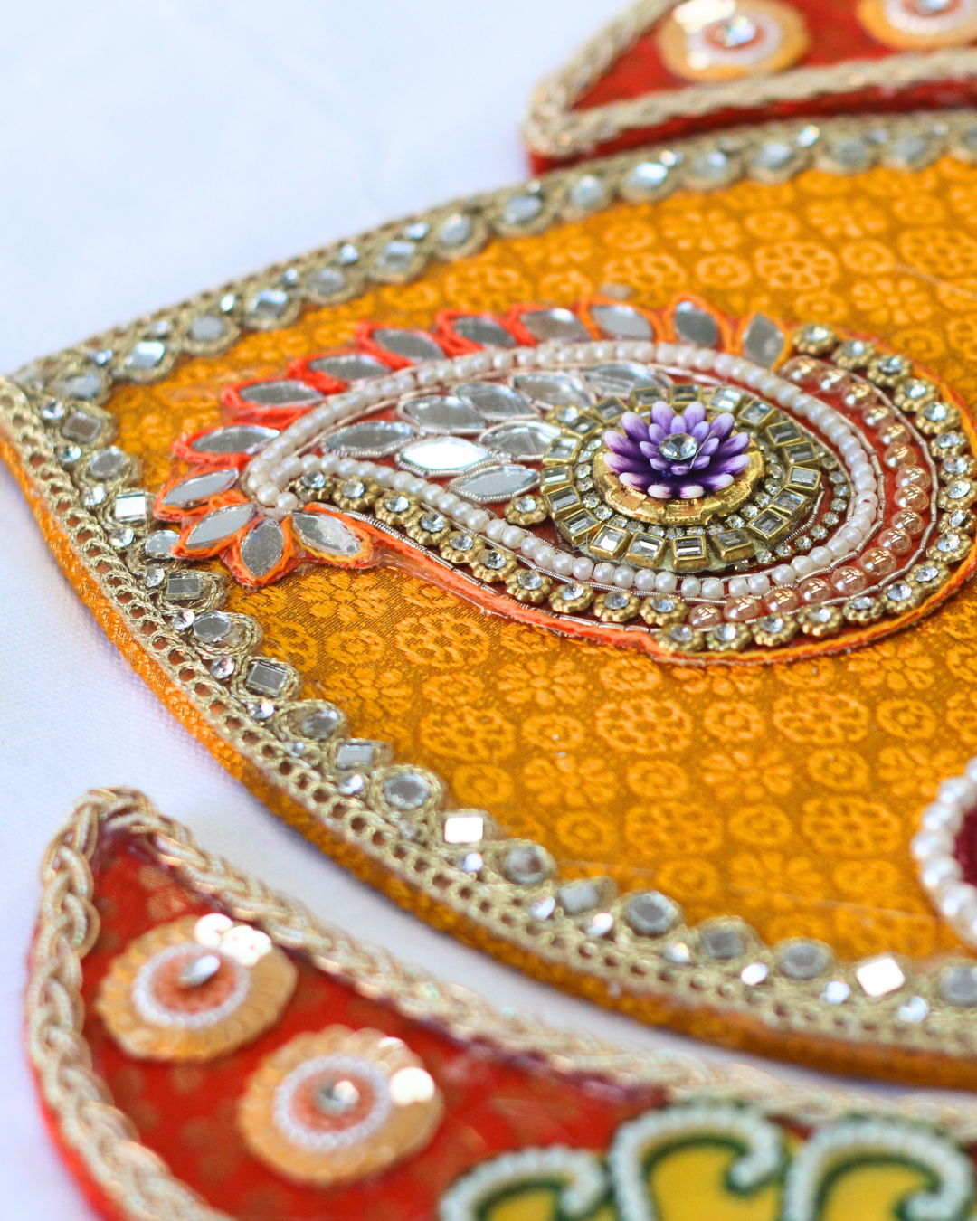9 Piece Blue/Yellow/Red Hamsa and Peacock Rangoli Set