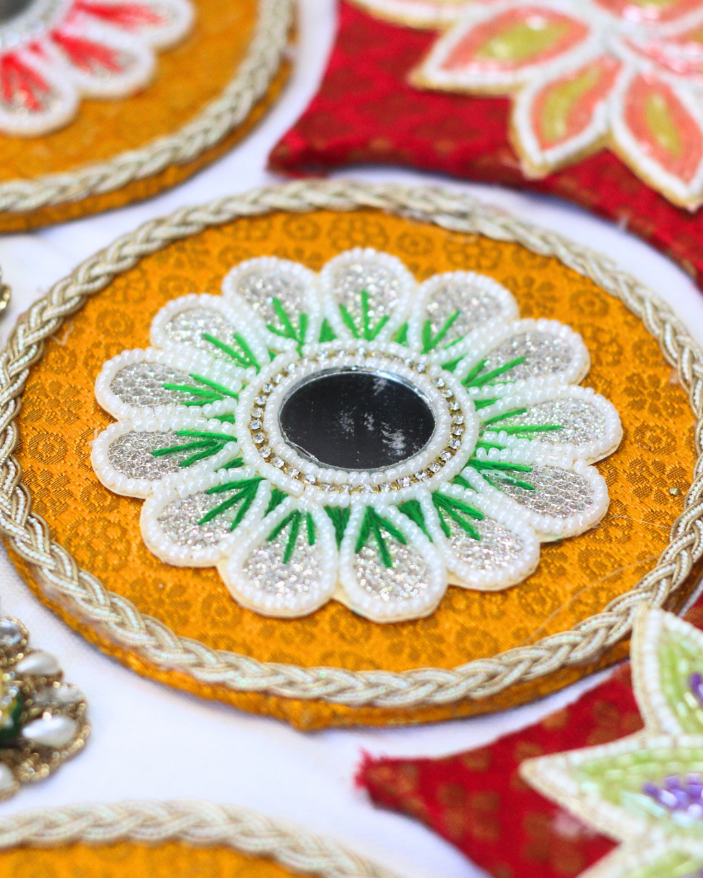 Green/Yellow/Red Floral Rangoli Set