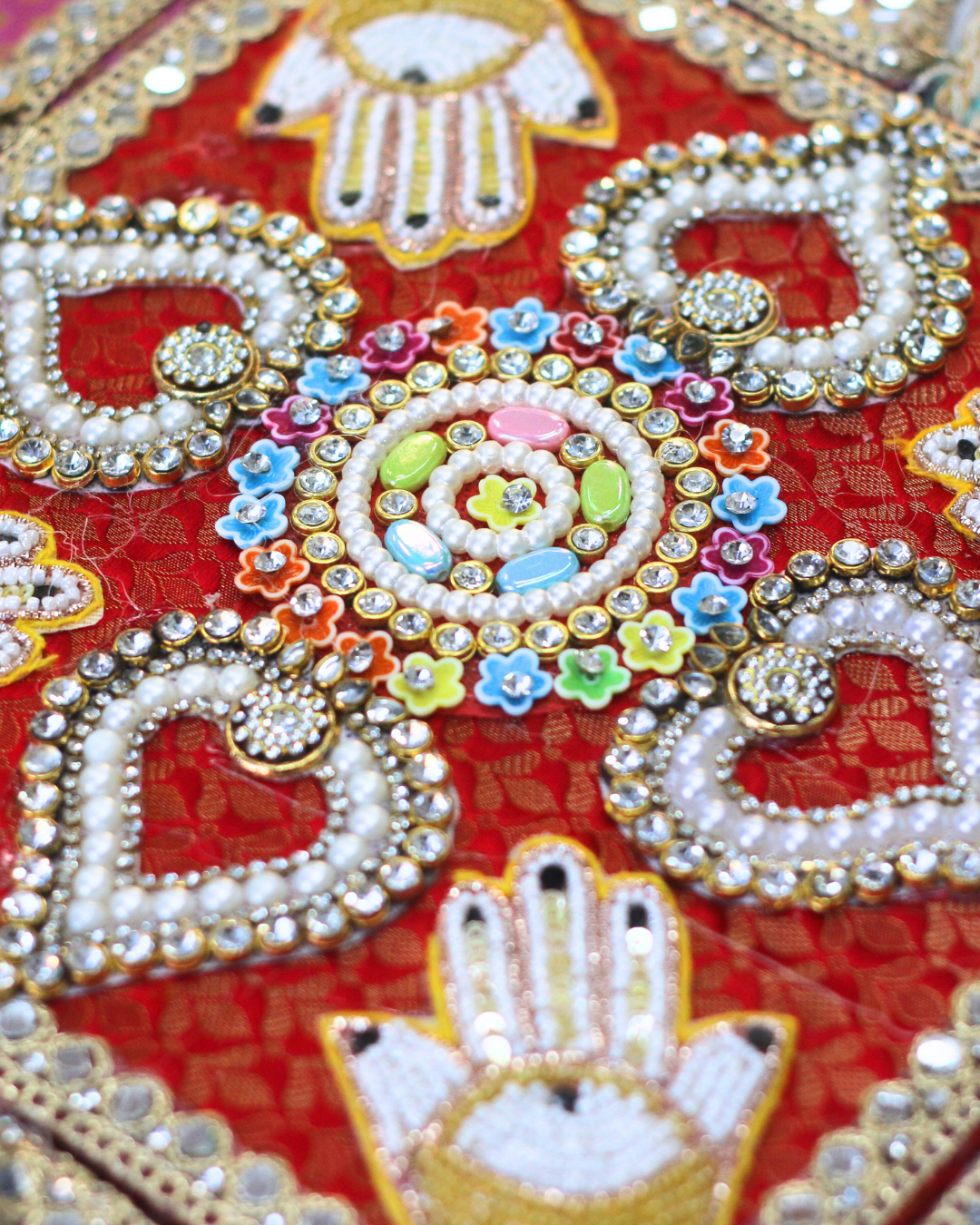 9 Piece Teal/Pink Hamsa and Peacock Rangoli Set