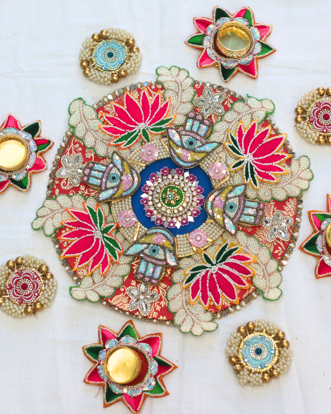 9 Piece Lotus Rangoli Set