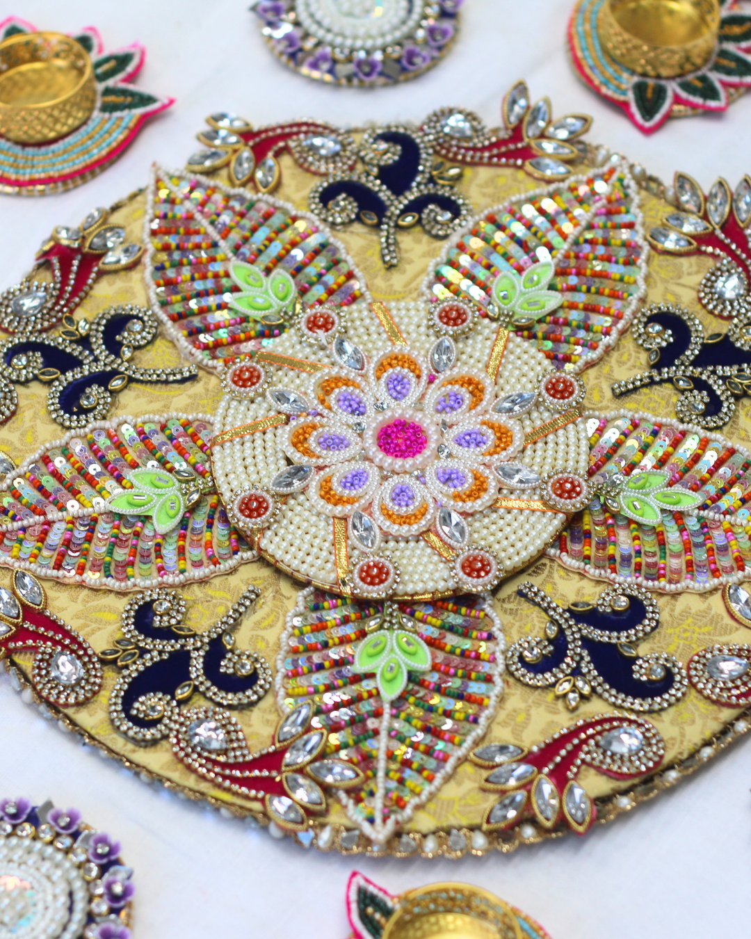 9 Piece Multicolour Rangoli Mat