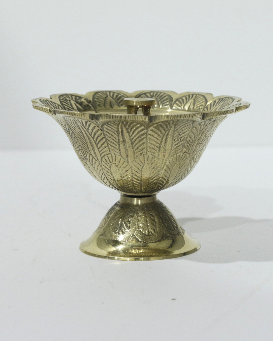 Floral Engraved Brass Diya