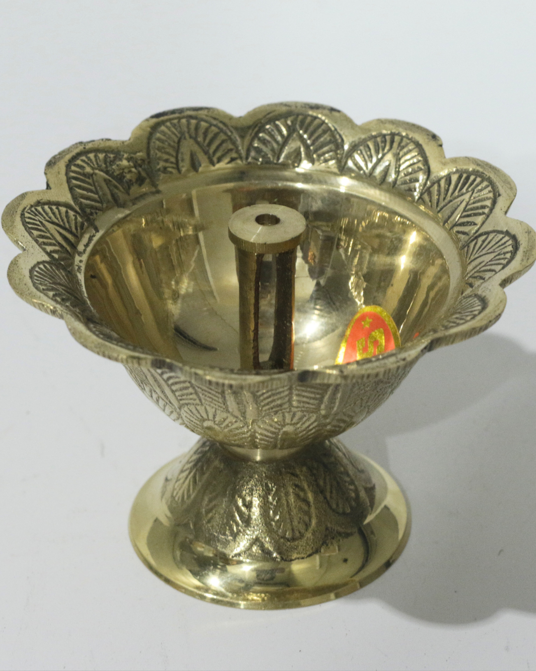 Floral Engraved Brass Diya