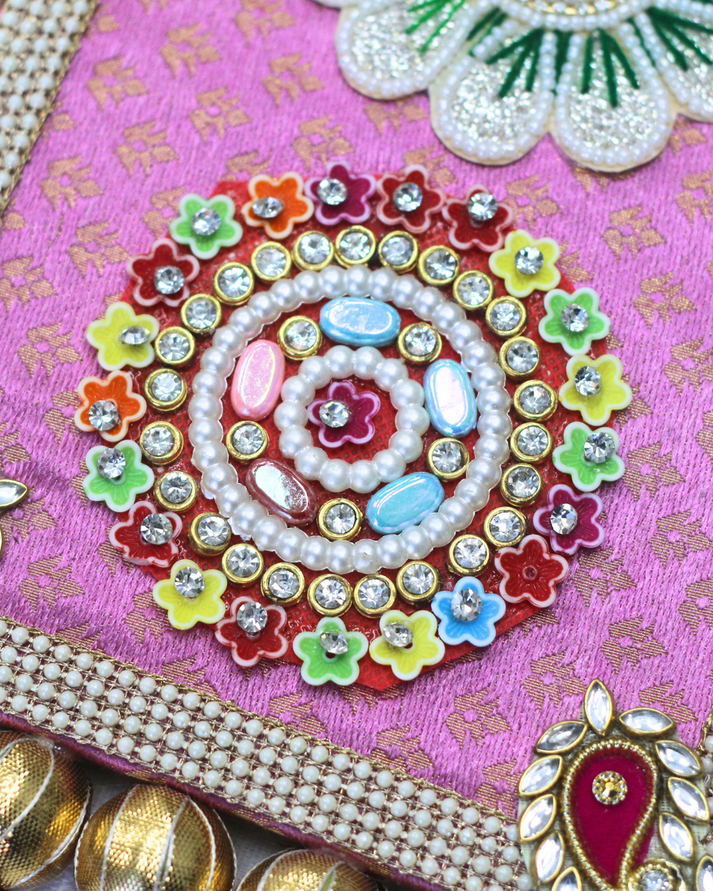 Pink Table Rangoli Mat