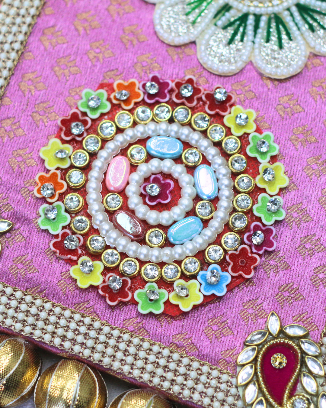 Pink Table Rangoli Mat