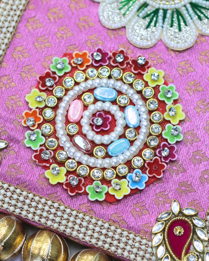 Pink Table Rangoli Mat