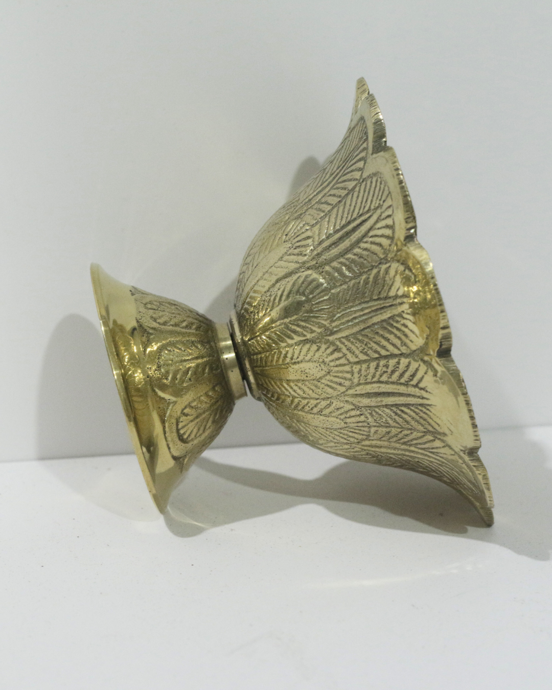 Floral Engraved Brass Diya