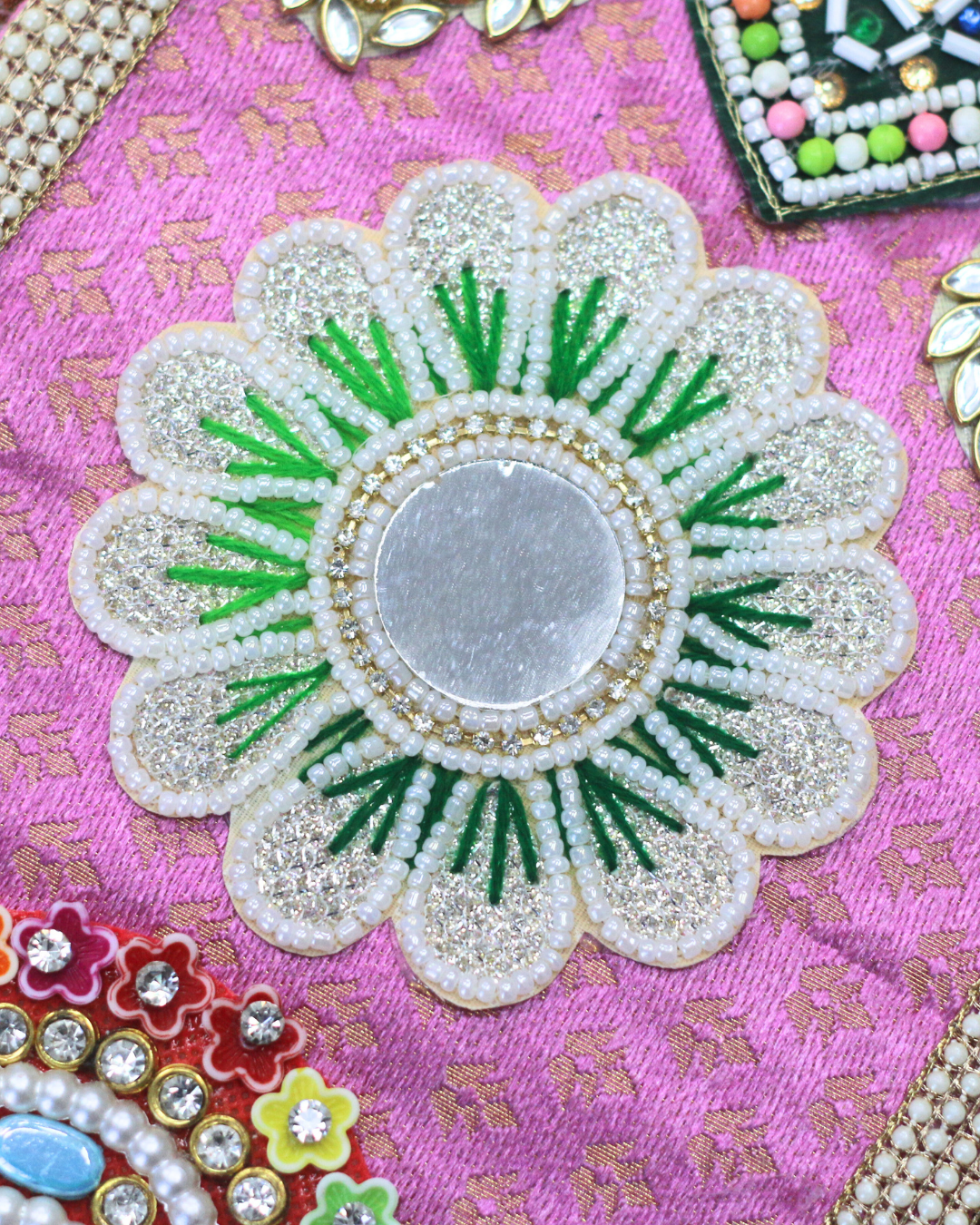 Pink Table Rangoli Mat
