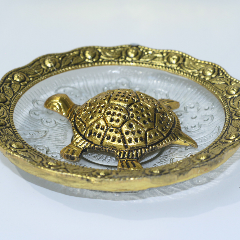 Vastu Turtle Set with Glass Tray
