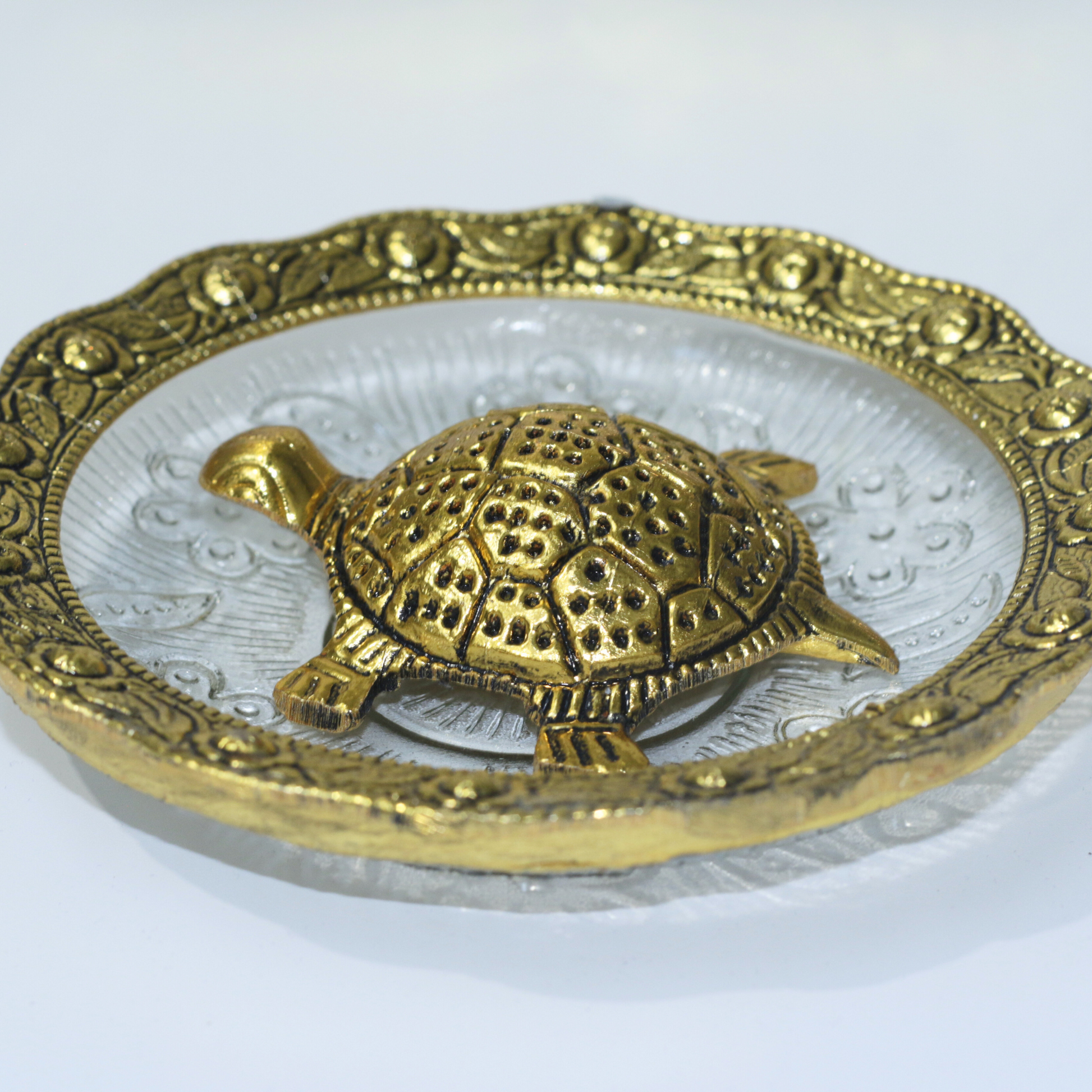 Vastu Turtle Set with Glass Tray