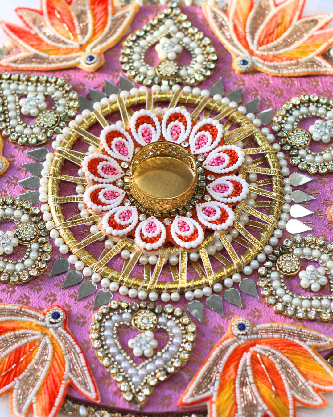 9 Piece Pink Lotus Rangoli Set