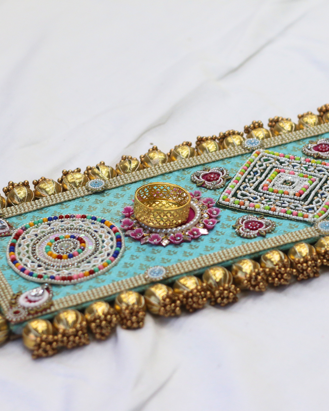Blue Table Rangoli Mat