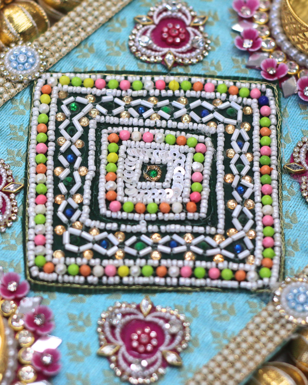 Blue Table Rangoli Mat