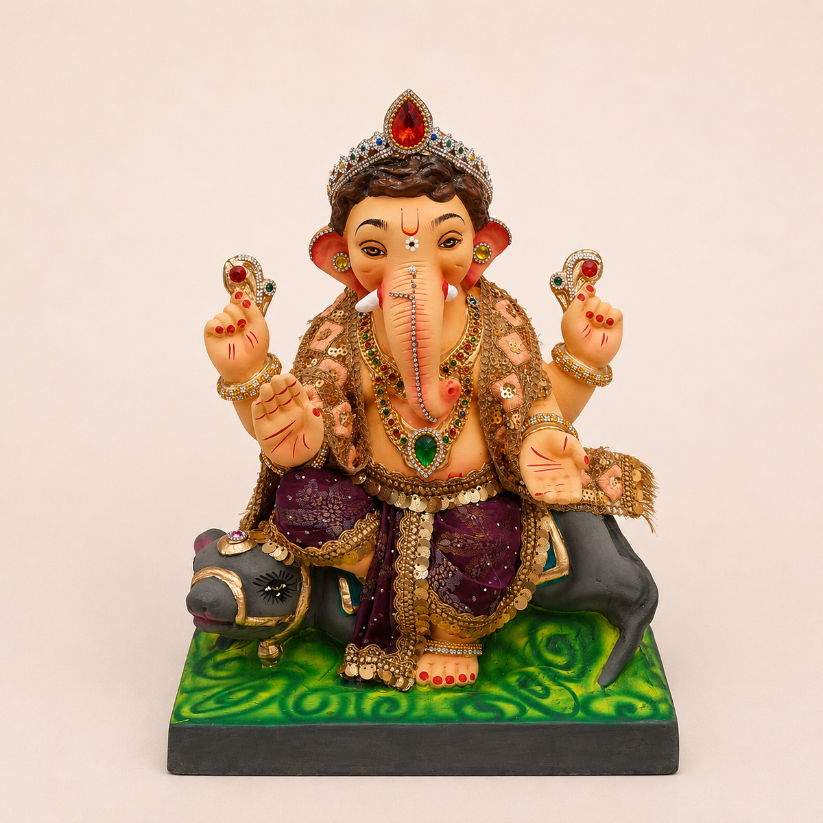 15 Inch Royal Crown Ganesha Idol