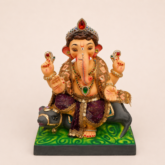 15 Inch Royal Crown Ganesha Idol