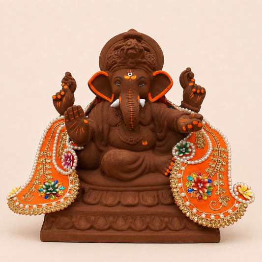 12 Inch Terracotta Style Ganesha Idol