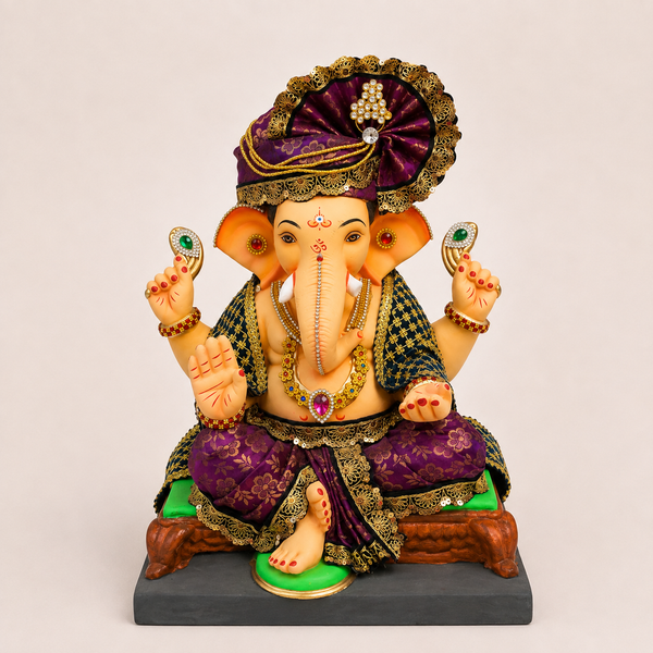 18 Inch Purple Maharaja Ganesha Idol