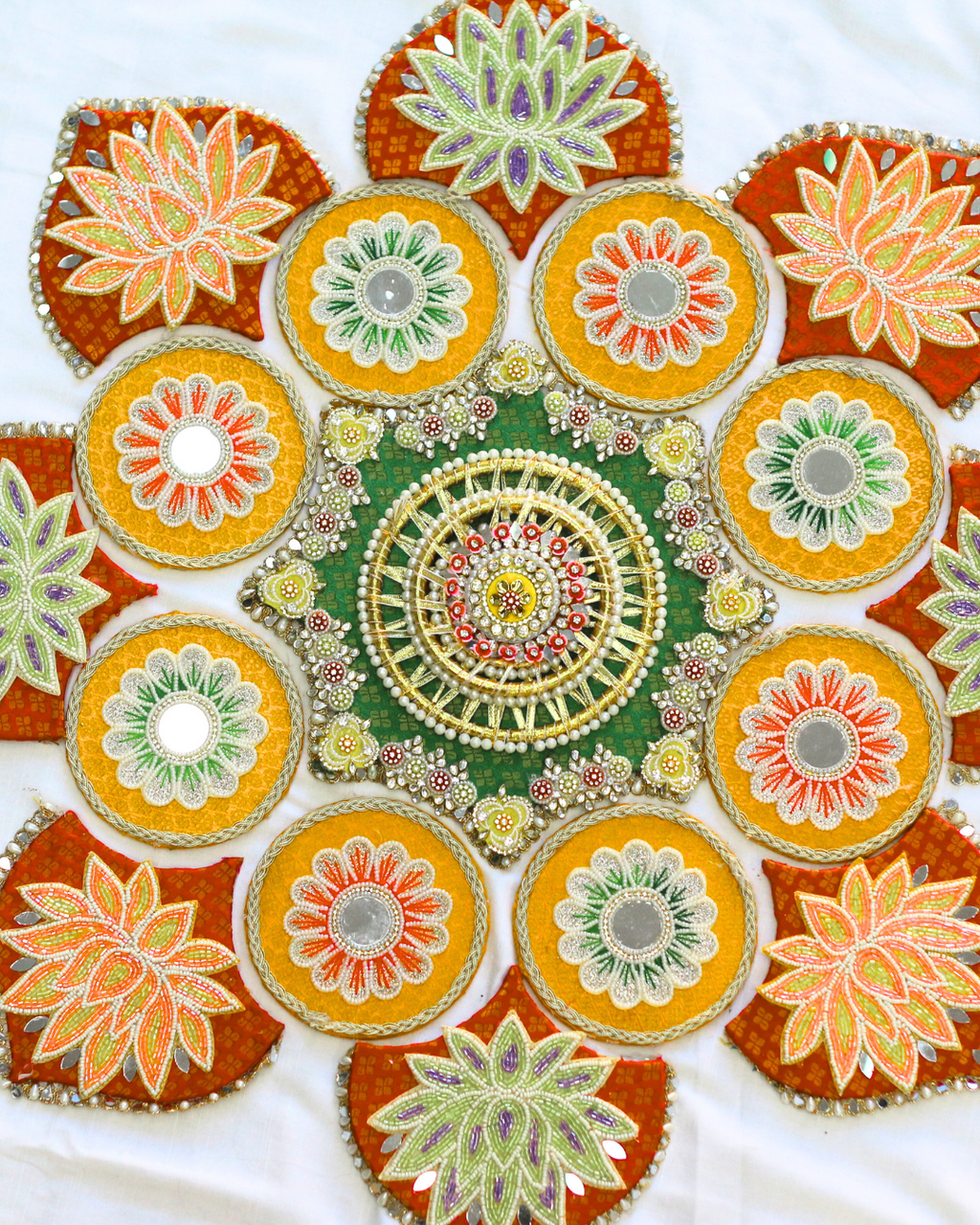 Green/Yellow/Red Floral Rangoli Set