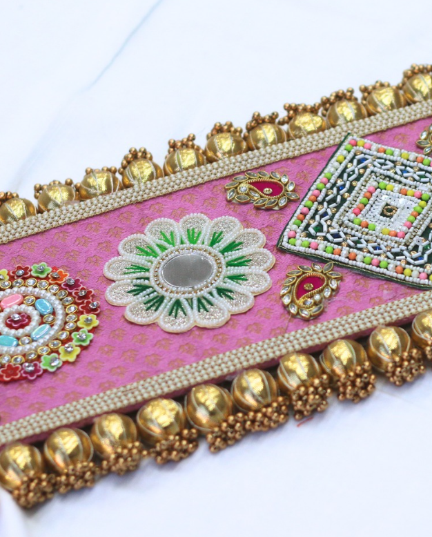 Pink Table Rangoli Mat